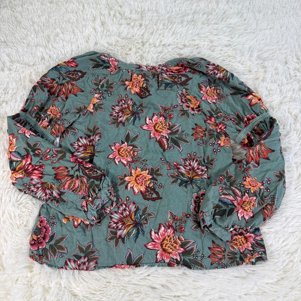 FARM Rio Anthropologie Paola Floral Peasant V Neck Blouse Top XS Boho Chic - Picture 4 of 12